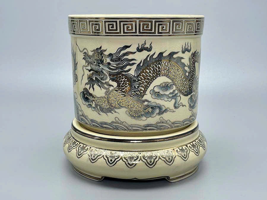 Bát Hương F24 Hoạ Tiết Rồng Vẽ Vàng 24K