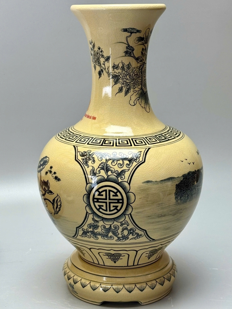 Bình Phú Quý Nhị Cảnh H30 In Logo men truyền thống