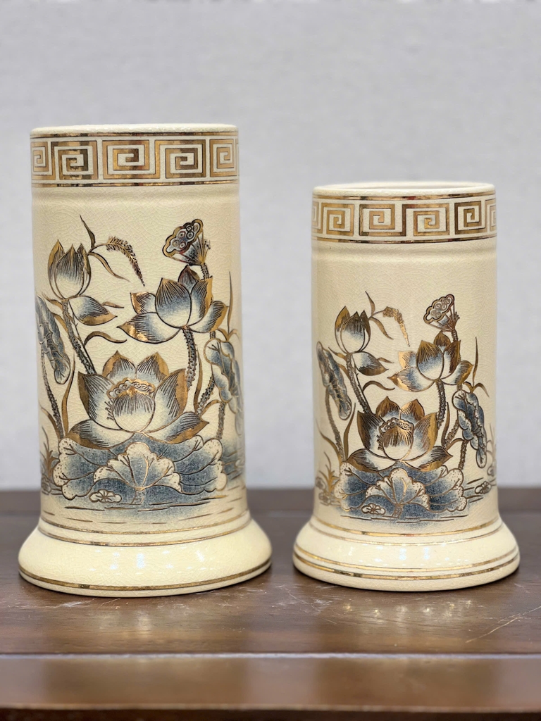 Ống Hương Hoạ Tiết Hoa Sen H22 vẽ vàng 24k