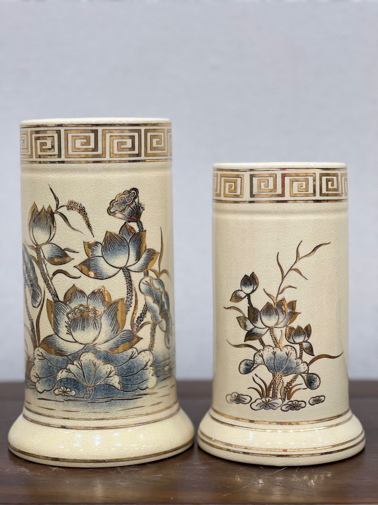 Ống Hương Hoạ Tiết Hoa Sen H22 vẽ vàng 24k