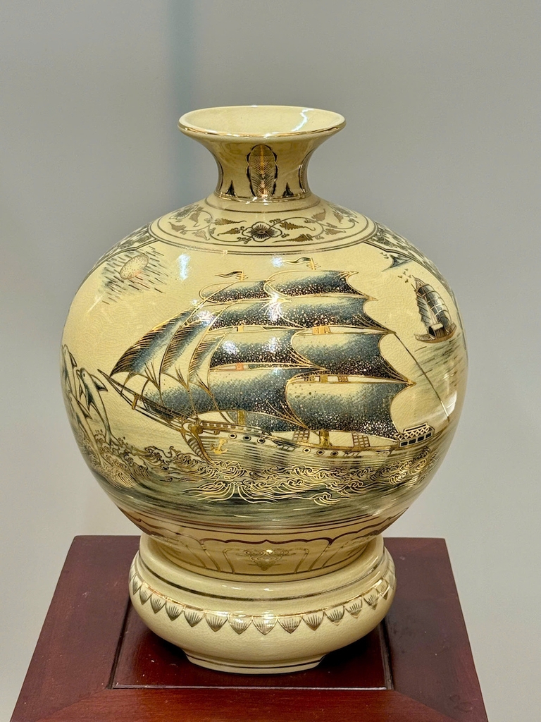 Bình Hút Lộc Nhị Cảnh Thuận Buồm Xuôi Gió - Công Thành Danh Toại Cao 36cm Vẽ Vàng