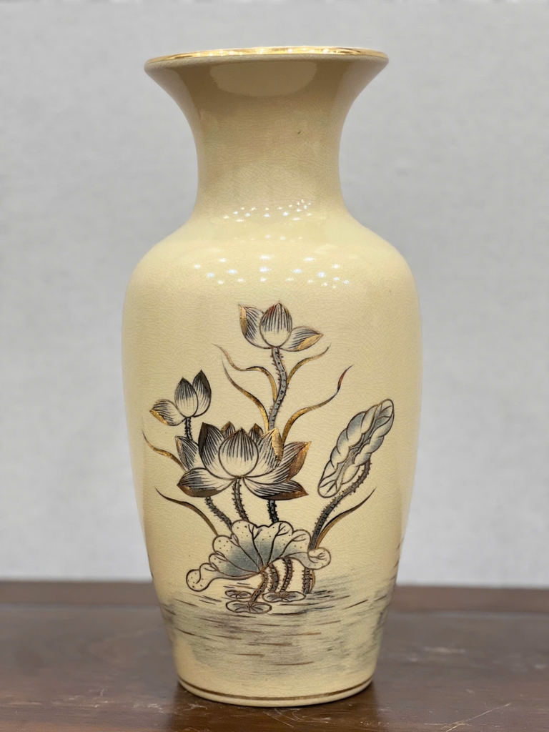 Bình Cắm Hoa Hoạ Tiết Hoa Sen H33 vẽ vàng 24k