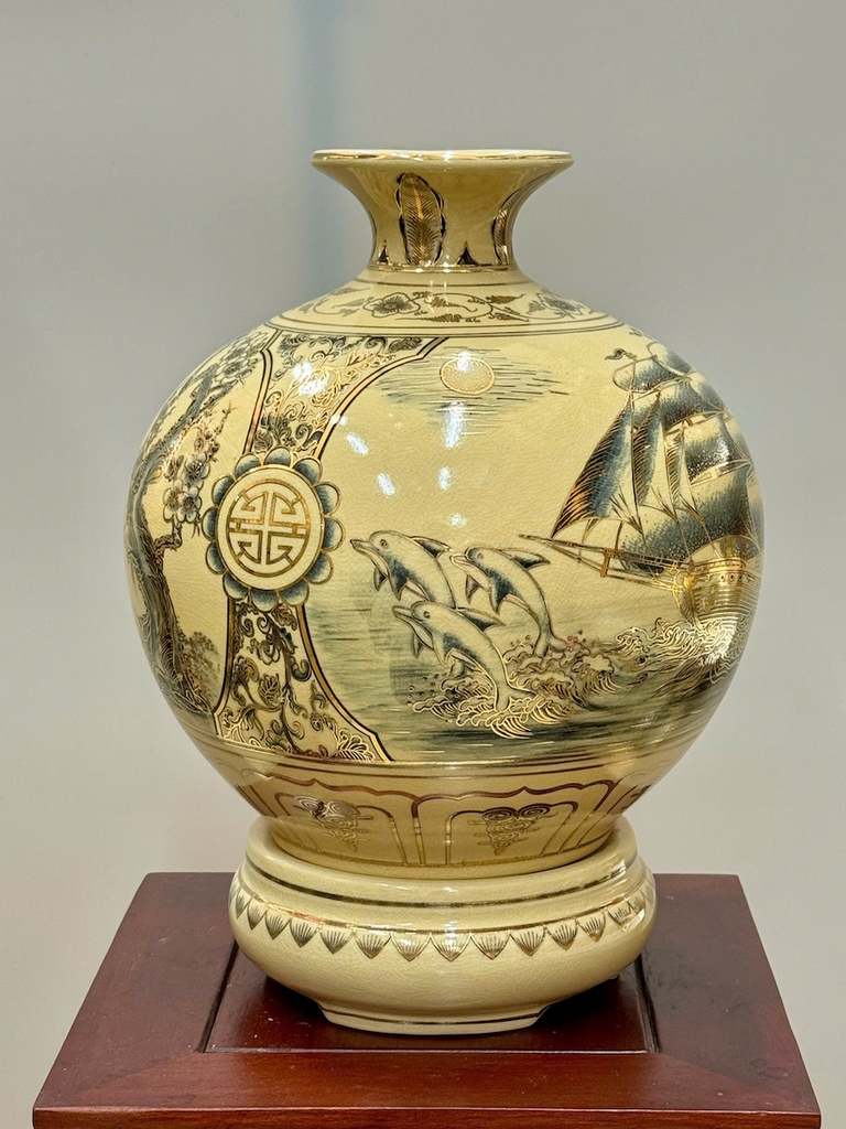 Bình Hút Lộc Nhị Cảnh Thuận Buồm Xuôi Gió - Công Thành Danh Toại Cao 36cm Vẽ Vàng