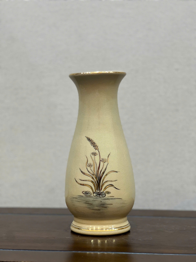 Bình Cắm Hoa Hoạ Tiết Hoa Sen H27 Vẽ Vàng 24K