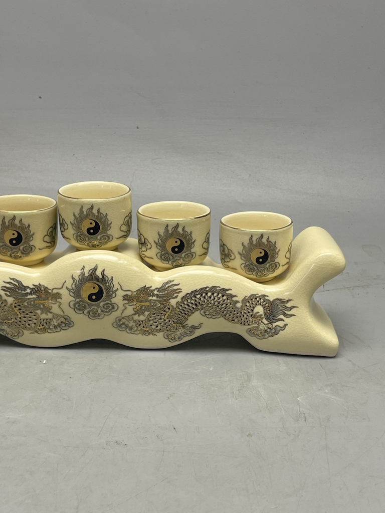 Kỷ 5 Chén Rồng Vẽ Vàng 24K