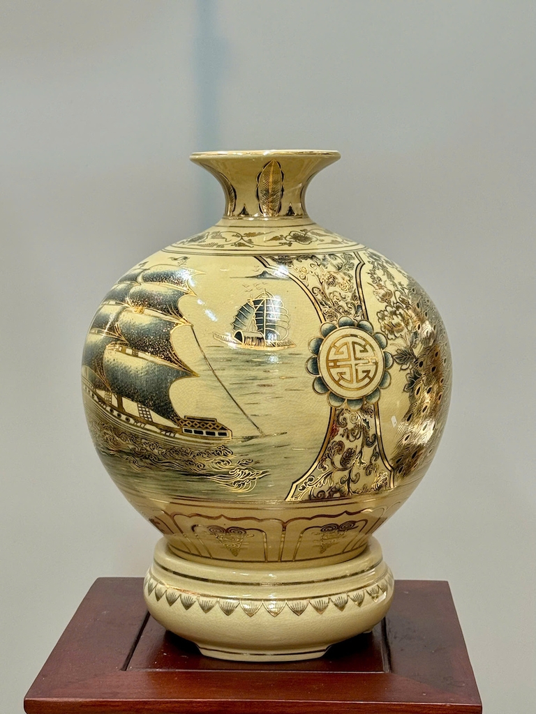 Bình Hút Lộc Nhị Cảnh Thuận Buồm Xuôi Gió - Công Thành Danh Toại Cao 36cm Vẽ Vàng