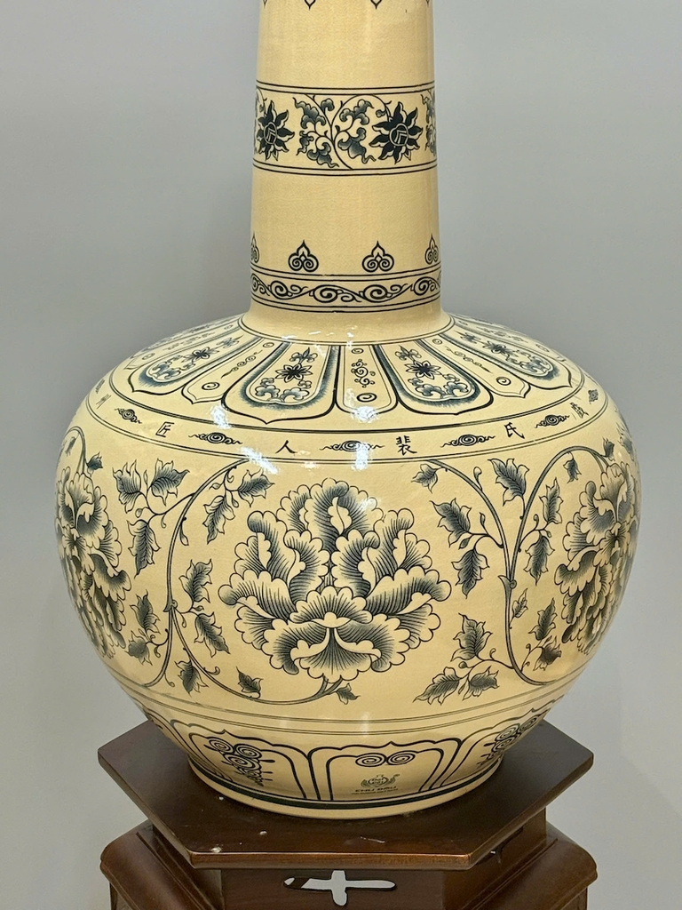 Bình Hoa Lam Phù Dung Cao 60cm Gốm Chu Đậu Truyền Thống