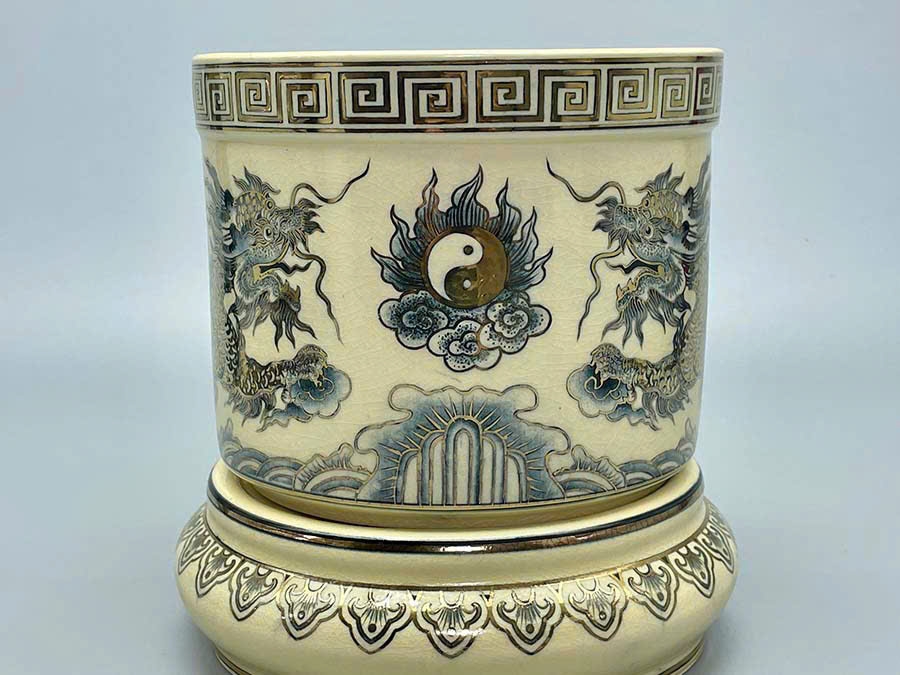 Bát Hương F24 Hoạ Tiết Rồng Vẽ Vàng 24K