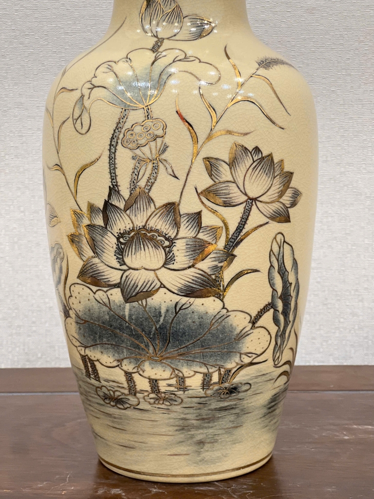 Bình Cắm Hoa Hoạ Tiết Hoa Sen H33 vẽ vàng 24k