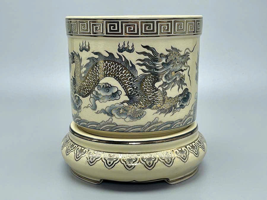 Bát Hương F24 Hoạ Tiết Rồng Vẽ Vàng 24K