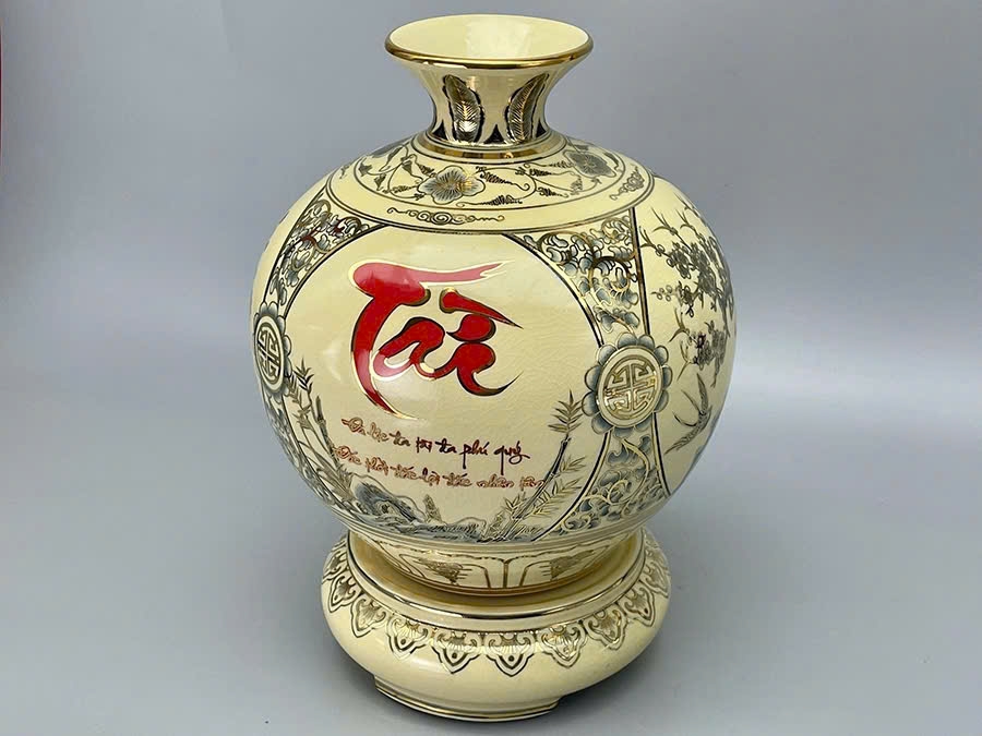 Bình Hút Lộc Tứ Cảnh chữ TÀI H30 vẽ vàng