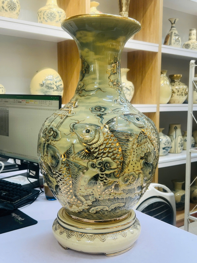 Bình Phú Quý H50 Cá Chép Vượt Vũ Môn Đắp Nổi