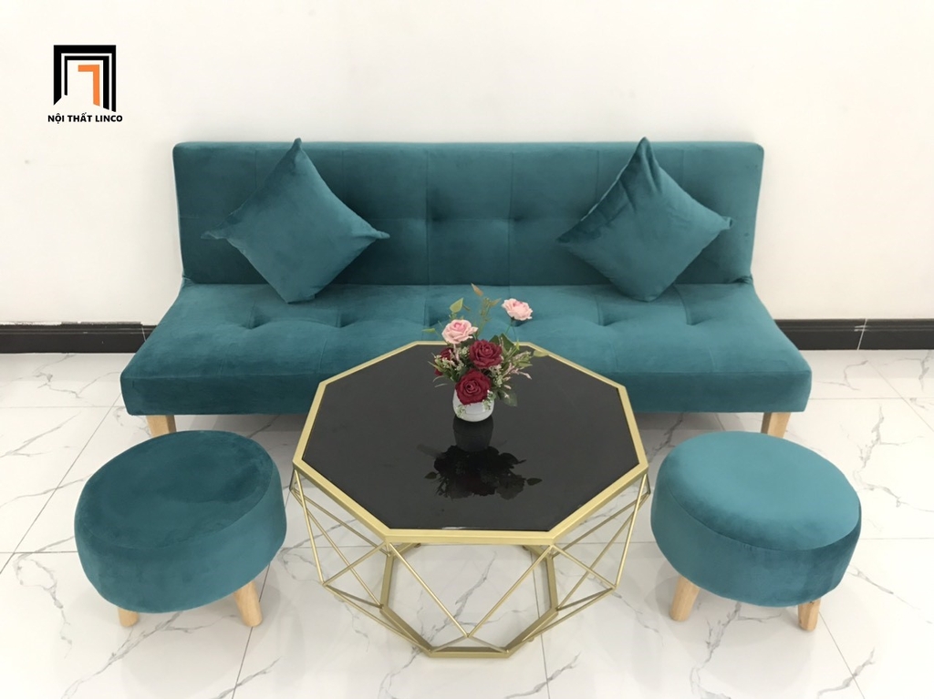 sofa giường xanh lá