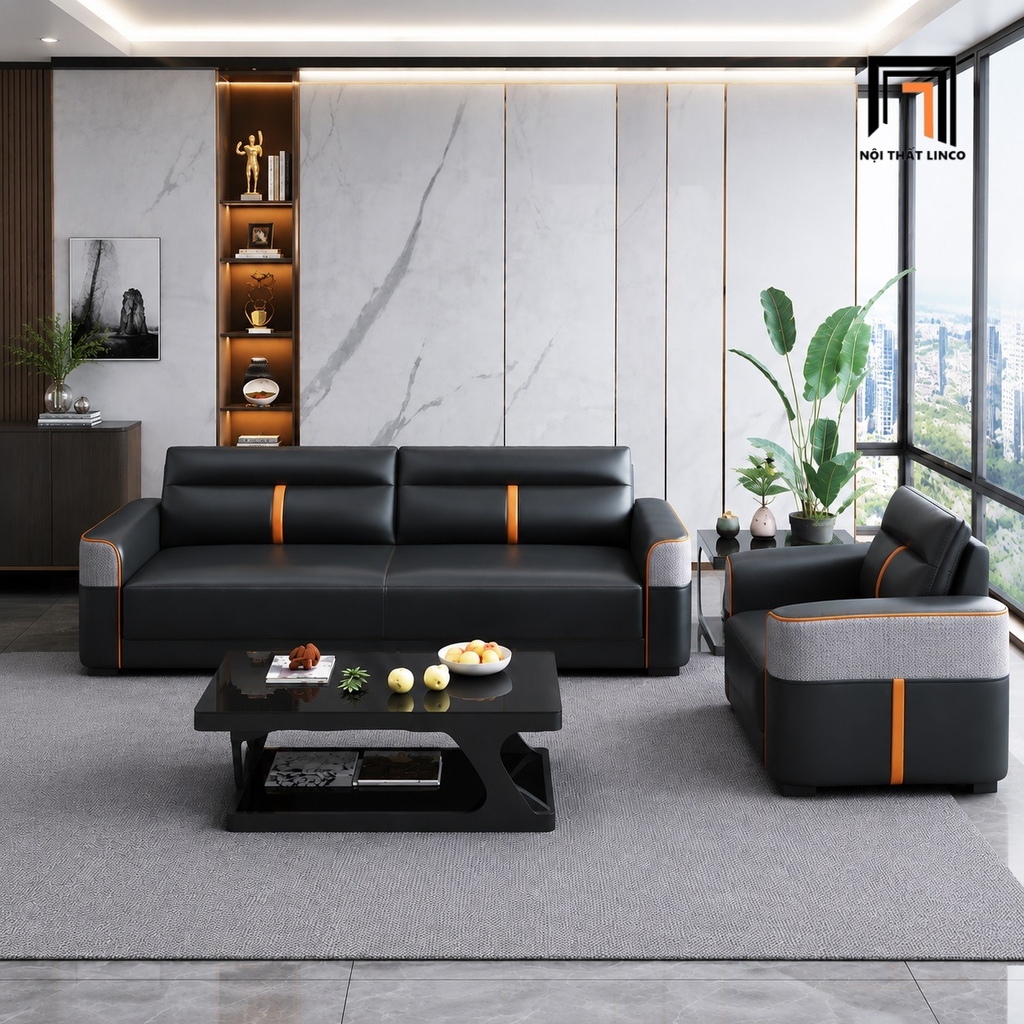 sofa bọc da đẹp hiện đại