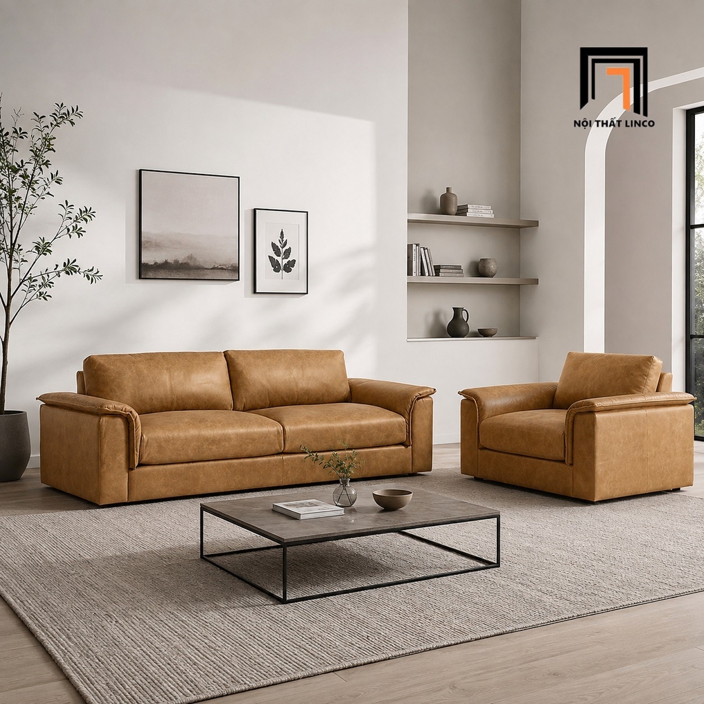 sofa da cao cấp sang trọng cho phòng khách