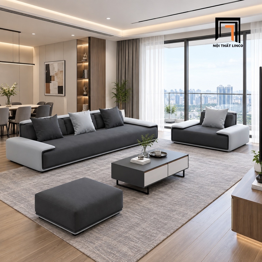 sofa phối màu vải đẹp hiện đại