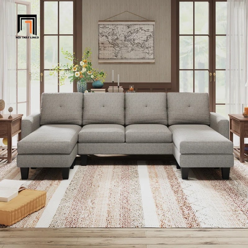 sofa xám than bọc vải nỉ bố