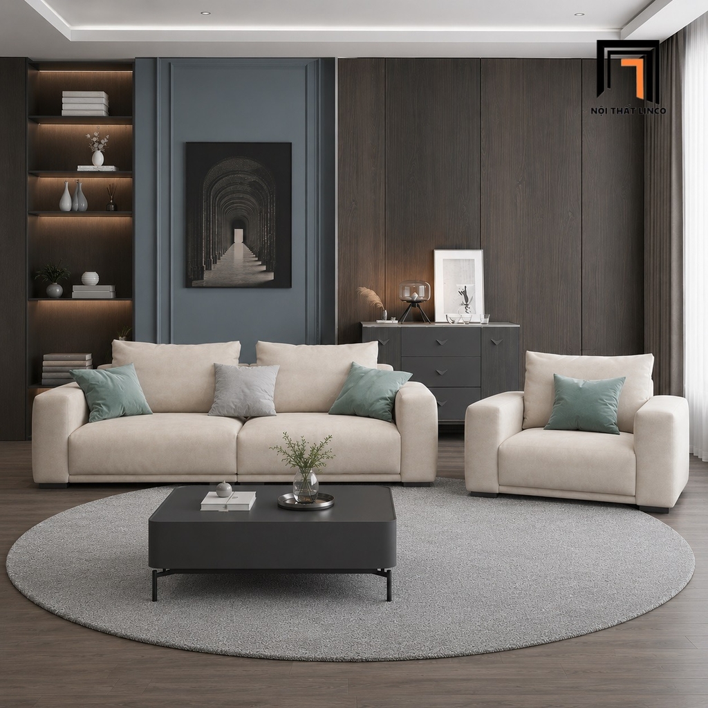 sofa xám trắng cho phòng khách