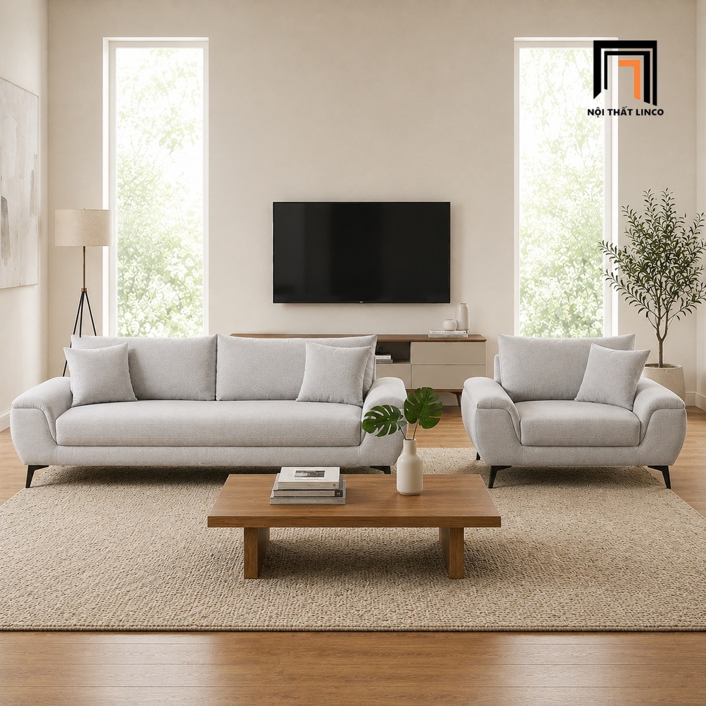 sofa xám trắng đẹp hiện đại cho phòng khách
