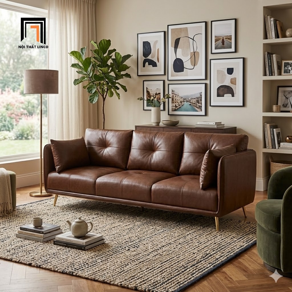 sofa băng da công nghiệp