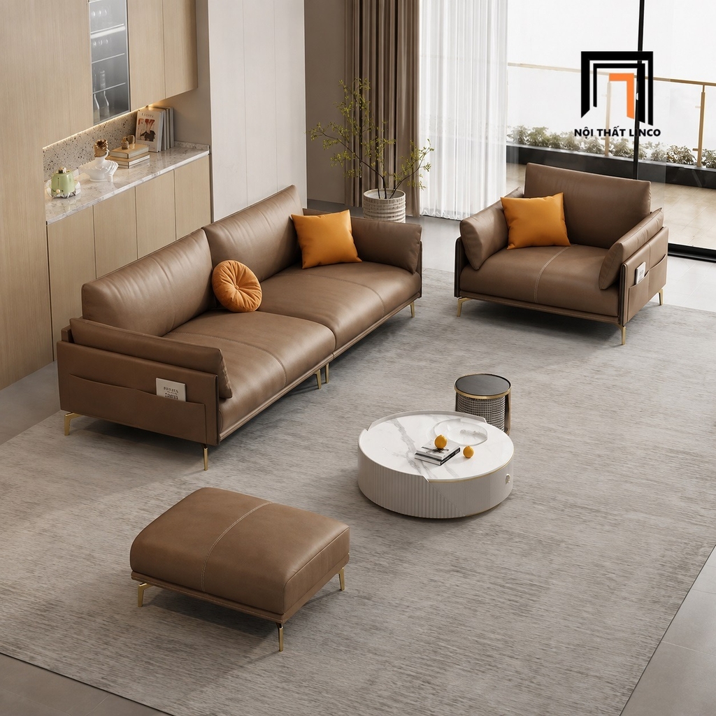 sofa phòng khách hiện đại màu nâu