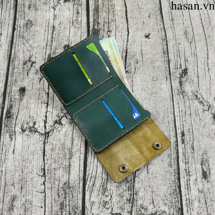 Ví nam mẫu đứng mini nút bấm - Đen