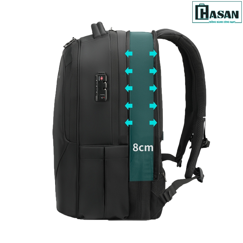 Balo thể thao đựng Laptop TIGERNU chống nước, có thể nới rộng, khóa TSA007 kèm cáp sạc ẩn cao cấp