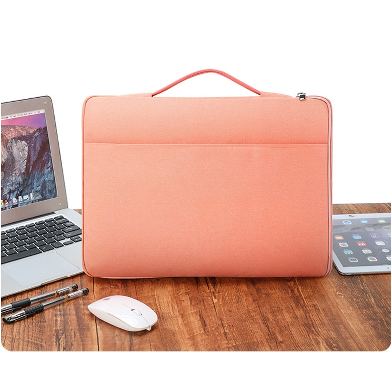 Túi chống sốc Macbook, Laptop viền màu, ngăn phụ ngang kèm quai xách bằng da