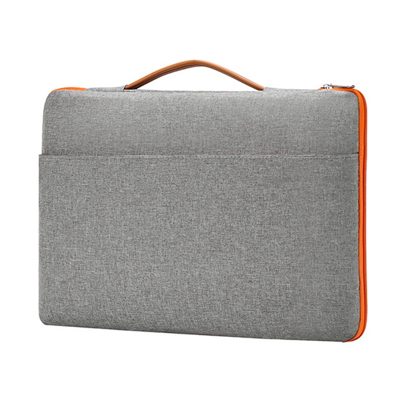 Túi chống sốc Macbook, Laptop viền màu, ngăn phụ ngang kèm quai xách bằng da