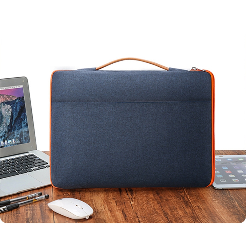 Túi chống sốc Macbook, Laptop viền màu, ngăn phụ ngang kèm quai xách bằng da