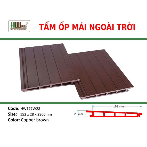 HW177W28 Copper brown 152 x 28 x 2900mm Mái lợp