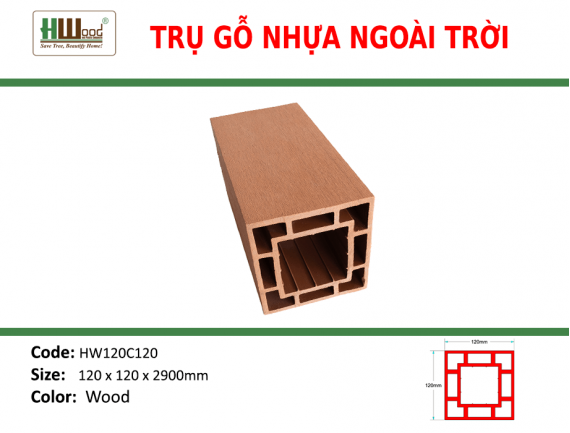 HW120C120 Wood 120 x 120 x 2900 Phẳng
