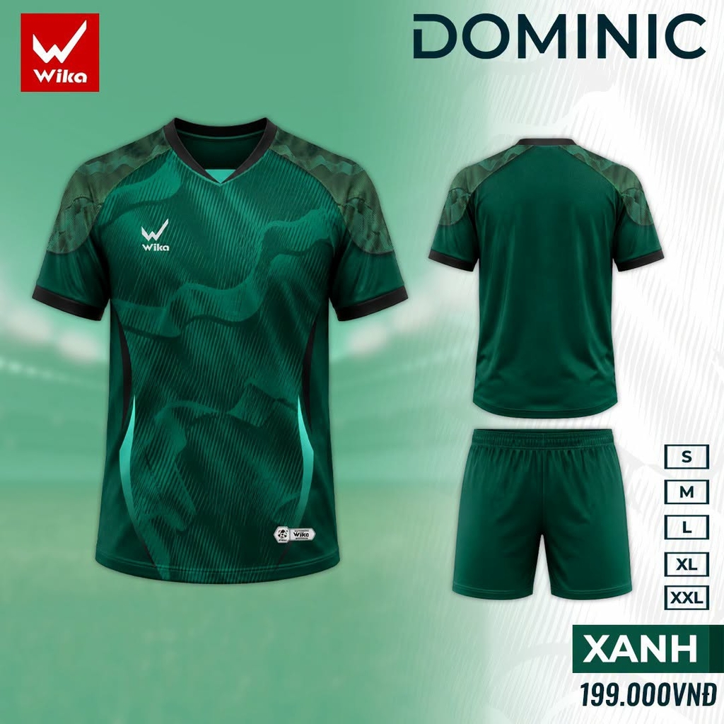 Bộ quần áo bóng đá Wika Dominic màu Xanh