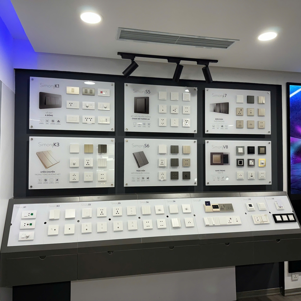 Thiết bị điện công tắc ổ cắm và đèn chiếu sáng Simon cao câp - nơi bán thiết bị simon chính hãng