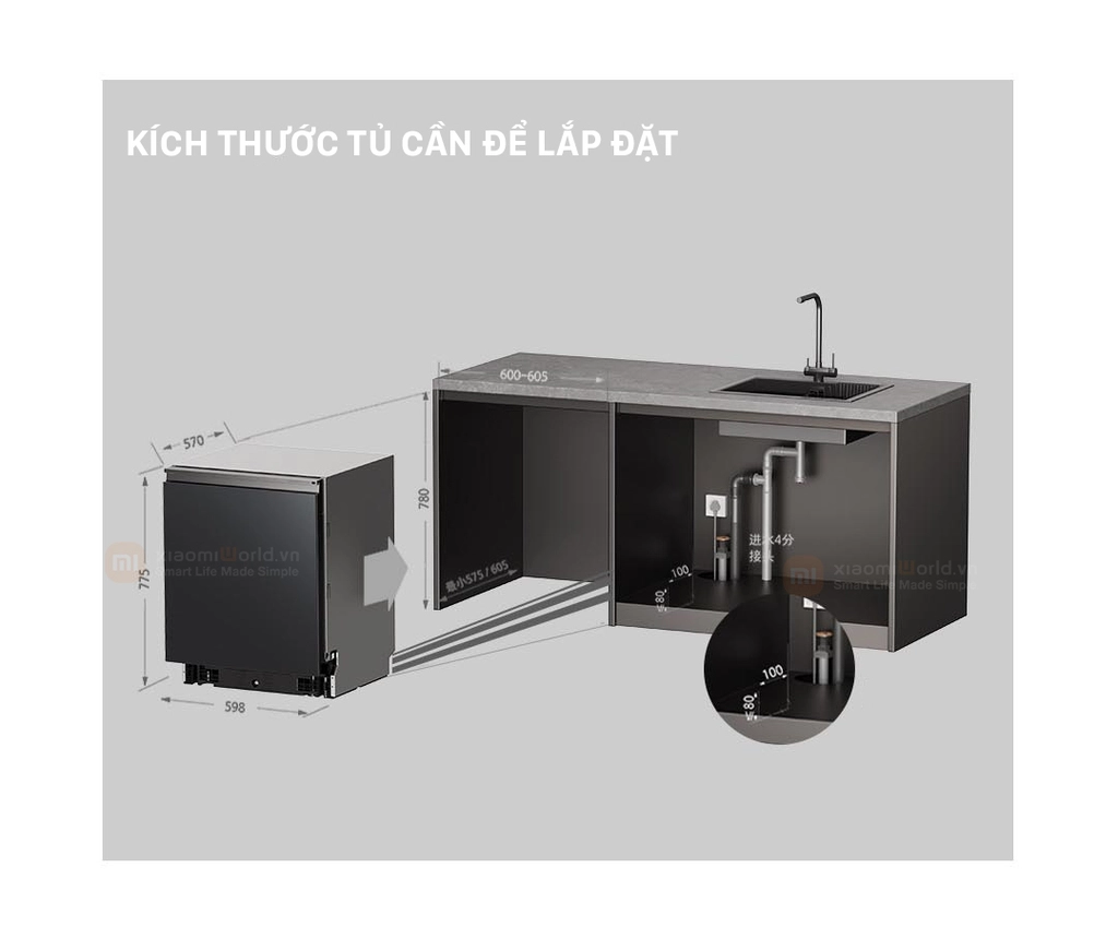 Máy Rửa Bát Xiaomi Mijia 16 Bộ P2 Model 2024 - Khử Khuẩn Sấy Khô 115°C