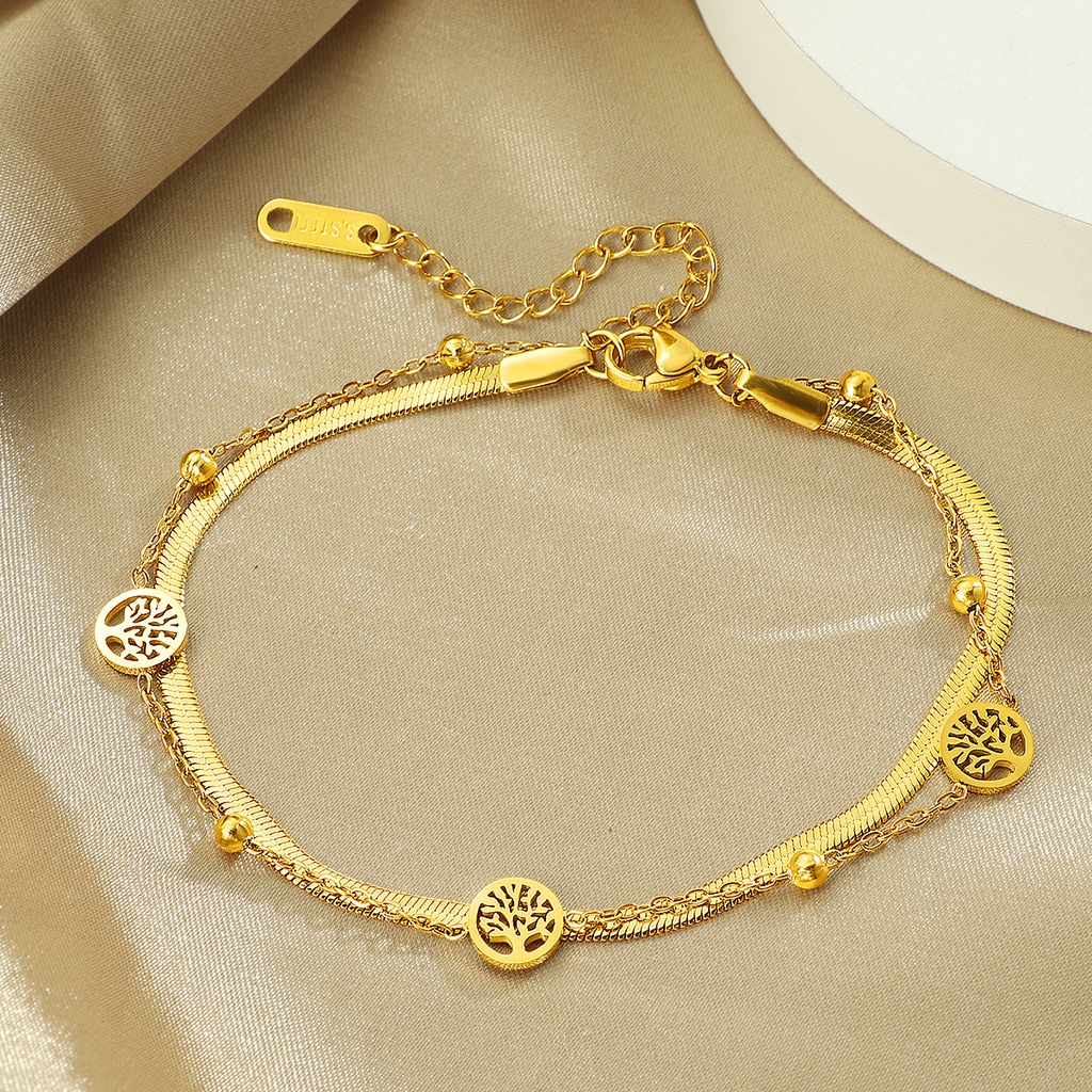 Vòng tay titan vàng charm cây layer 2501003