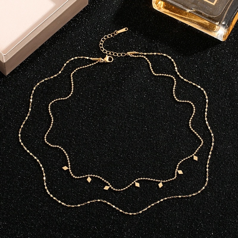 Dây chuyền titan mạ vàng charm nhí dây đôi 2500149