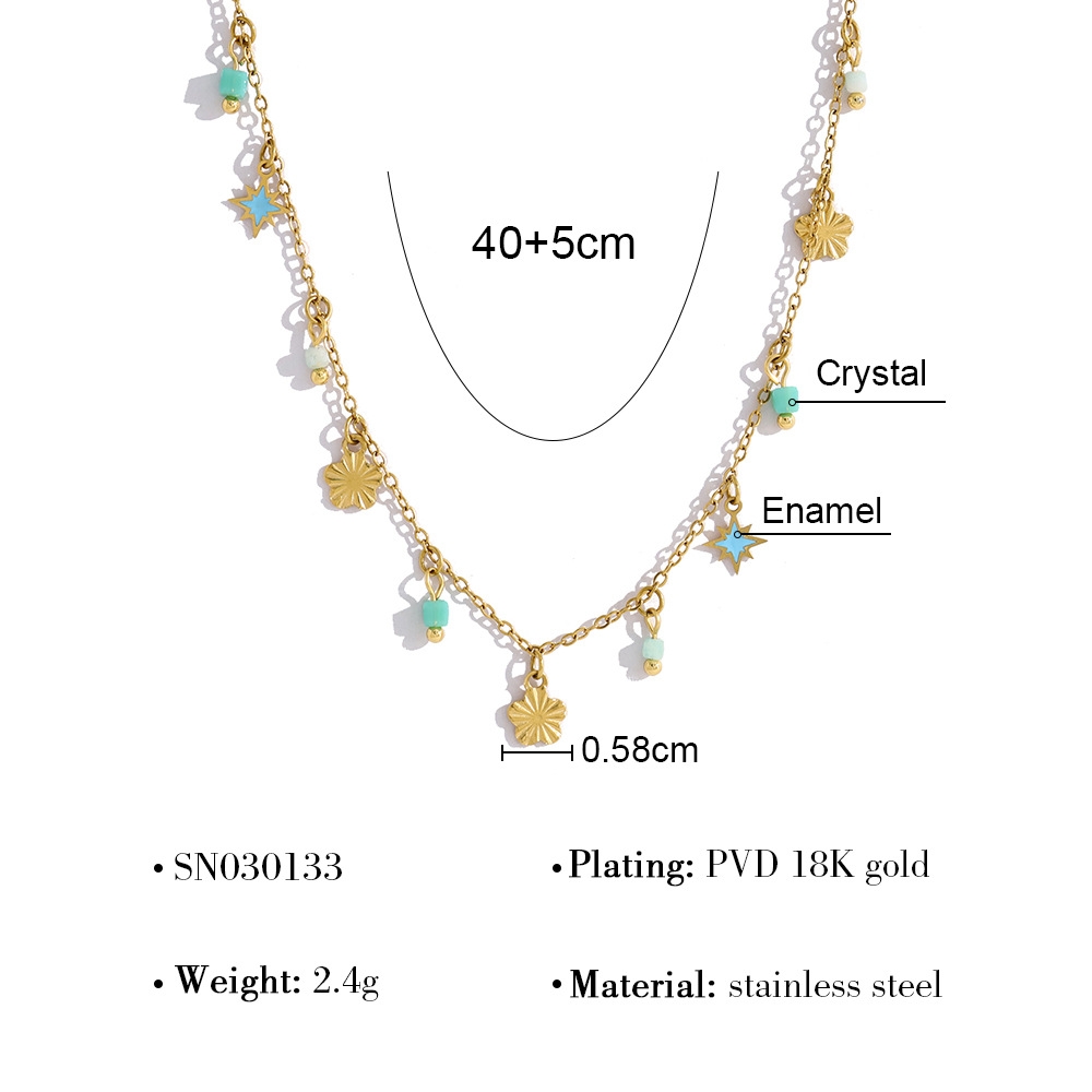 Dây chuyền titan vàng đá xanh ngọc lam charm 2600056