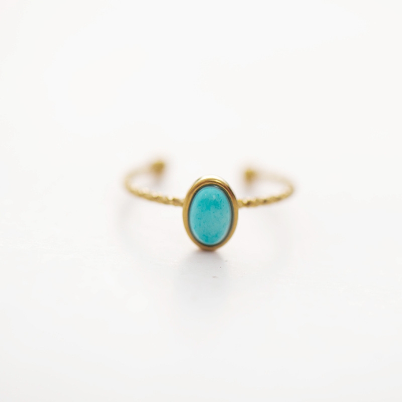 Nhẫn titan đính đá lam ngọc (Turquoise) 2500568