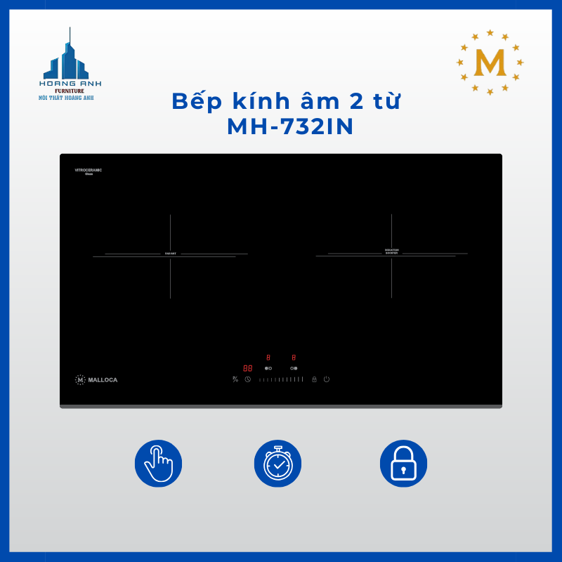 Bếp kính âm 2 từ Malloca MH-732 IN