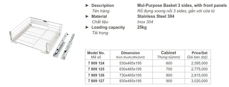 Rổ đựng xoong nồi gắn cánh 700