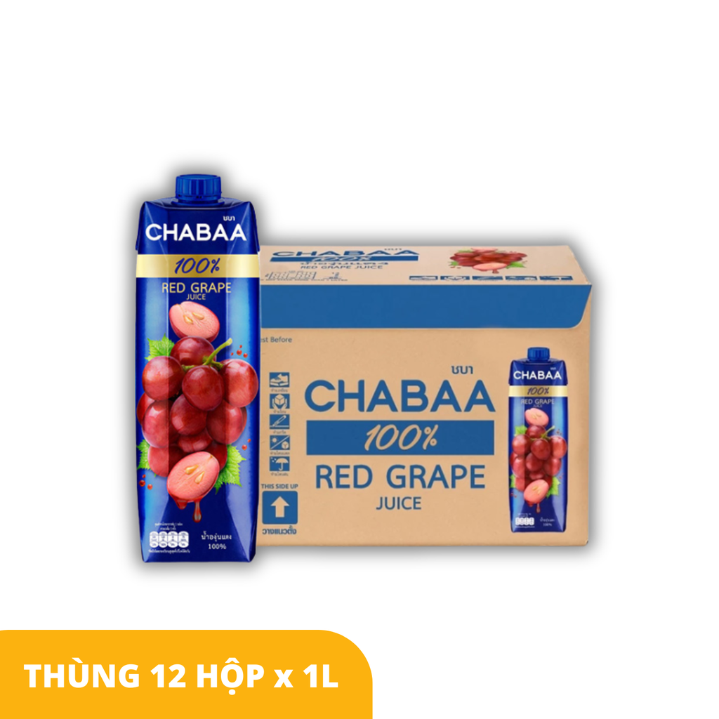 Thùng Nước ép Nho đỏ Chabaa - 12 Hộp 1L