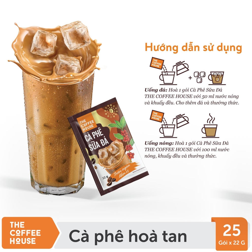 Thùng Cà Phê Sữa Đá Hòa Tan The Coffee House Hộp (10 gói x 22g) - Thùng 32 Hộp