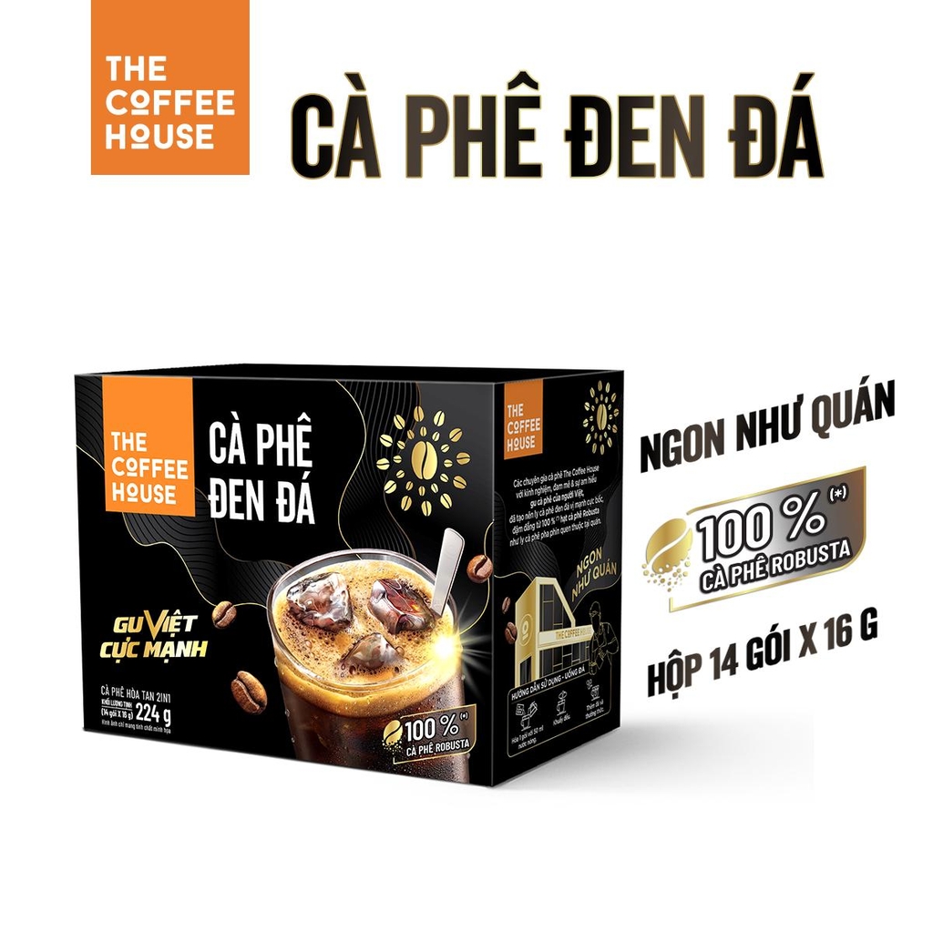 Thùng Hộp cà phê đen đá The Coffee House (Hộp 14 gói x 16 g) - Thùng 24 Hộp