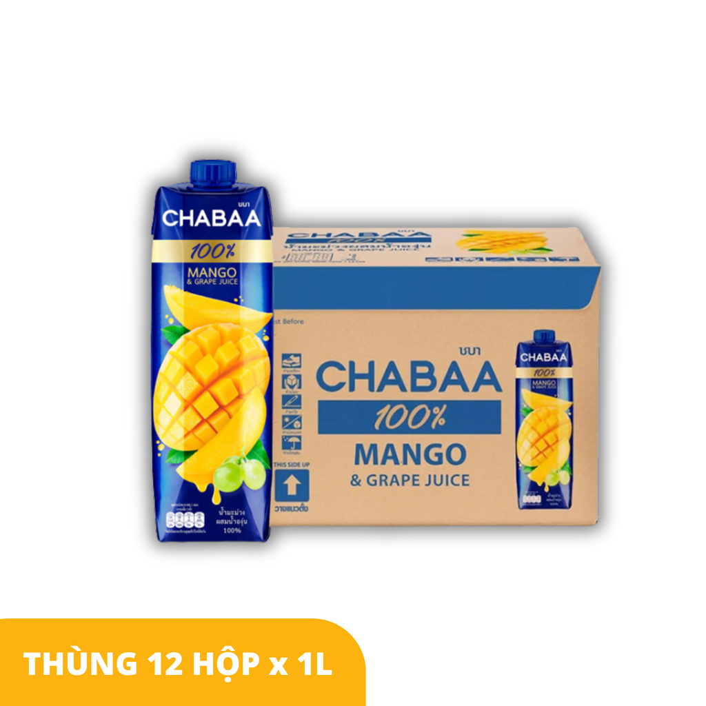 Thùng Nước ép Xoài và Nho Chabaa - 12 Hộp 1L