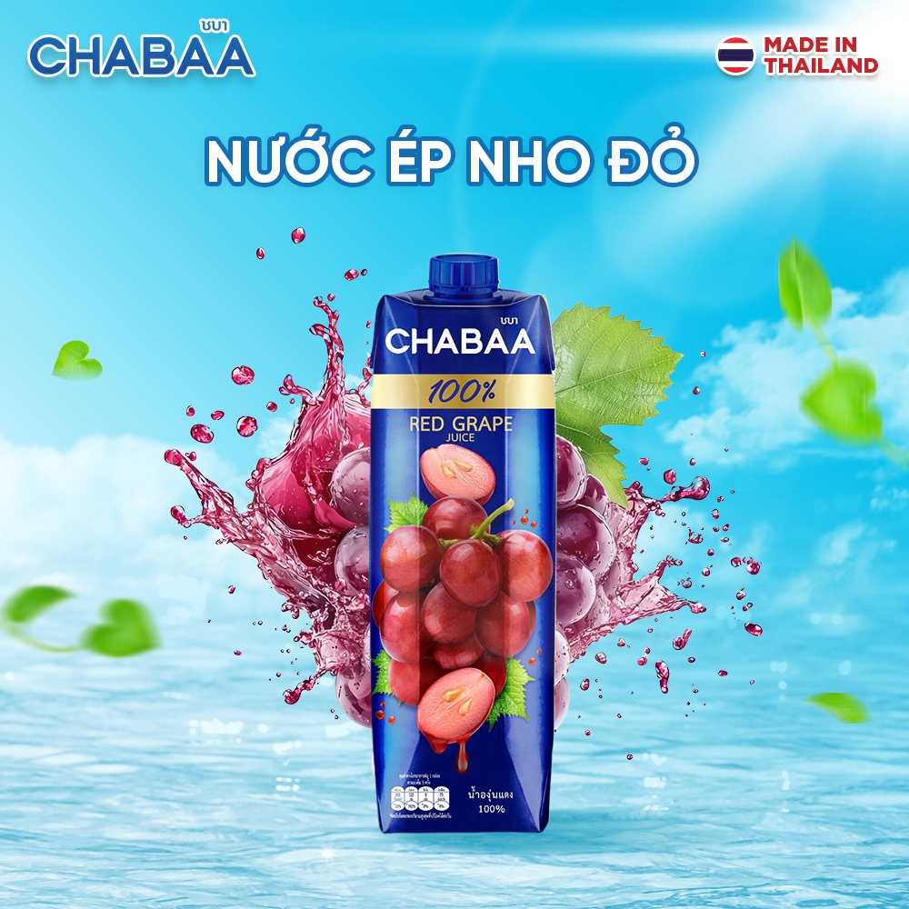 Thùng Nước ép Nho đỏ Chabaa - 12 Hộp 1L