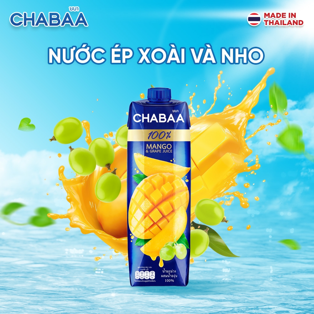 Thùng Nước ép Xoài và Nho Chabaa - 12 Hộp 1L