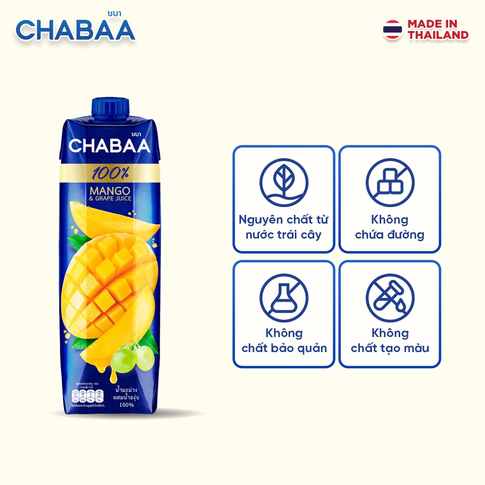 Thùng Nước ép Xoài và Nho Chabaa - 12 Hộp 1L