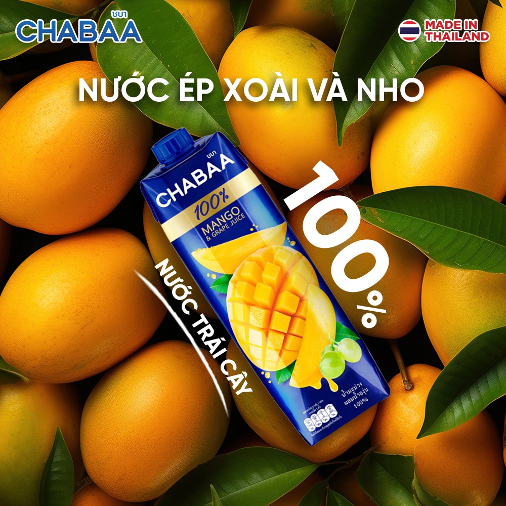 Thùng Nước ép Xoài và Nho Chabaa - 12 Hộp 1L
