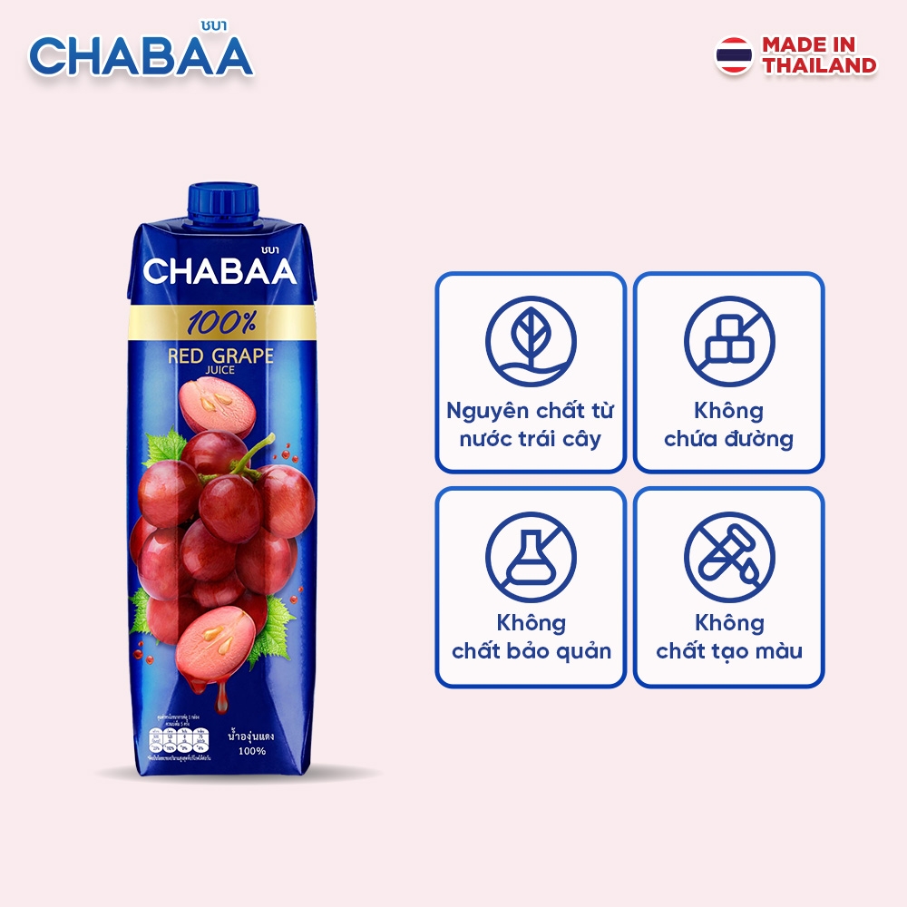 Thùng Nước ép Nho đỏ Chabaa - 12 Hộp 1L